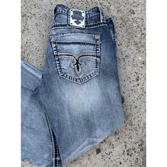 Rock Revival Distressed Blue Straight Jeans - Picture 4 of 16